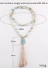 Boho Necklace, RH Rose Quart Amazonite, Oval Tassel Pink Natural Stone
